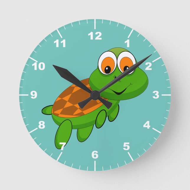 Cute turtle round clock (Front)