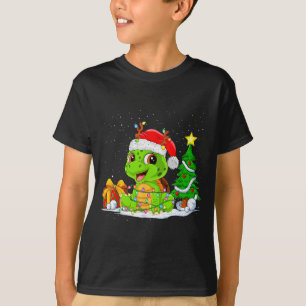 Cute Turtle Santa Christmas Tree Lights Xmas Pajam T-Shirt