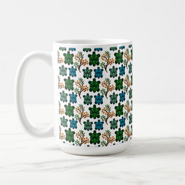 Cute Turtle Seamless Pattern | Ocean Animal Repeat Coffee Mug (Left)
