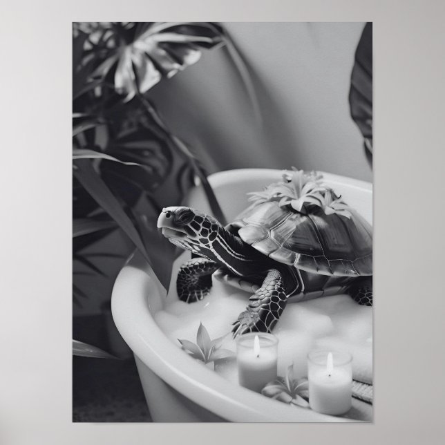 Cute Turtle Spa Day, Fun Bathroom Art, Gift Idea  Poster (Front)