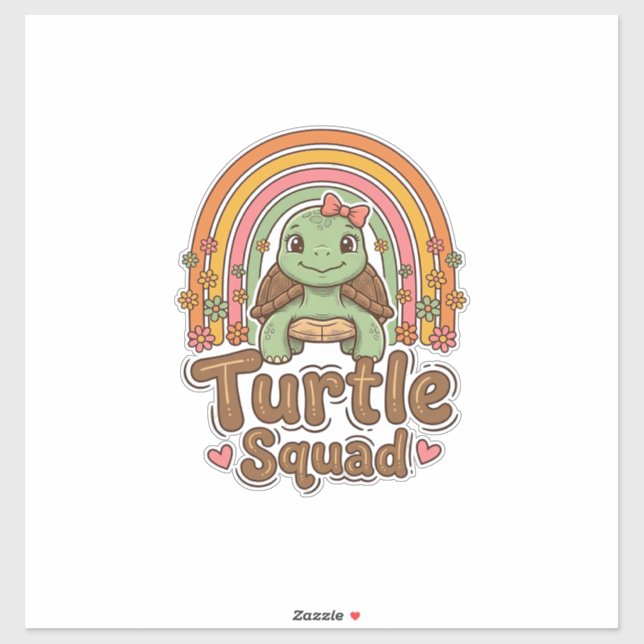 Cute Turtle Squad Rainbow Floral Vector Design_1 (Sheet)