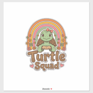 Cute Turtle Squad Rainbow Floral Vector Design_1