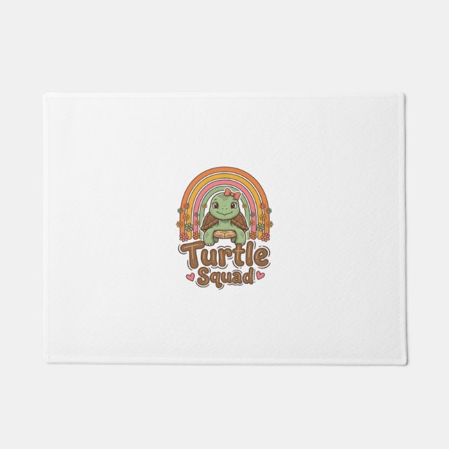 Cute Turtle Squad Rainbow Floral Vector Design_1 Doormat (Front)