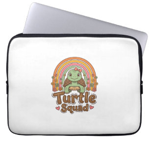 Cute Turtle Squad Rainbow Floral Vector Design_1 Laptop Sleeve