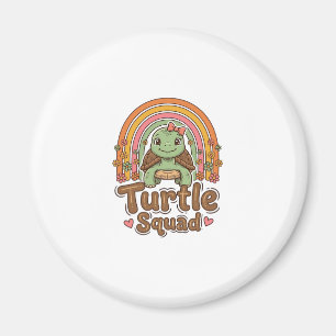 Cute Turtle Squad Rainbow Floral Vector Design_1 Magnet