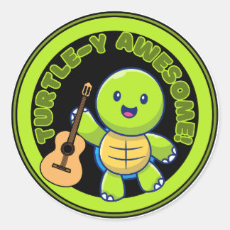 Cute Turtle Stickers Guitar Player Awesome Animal