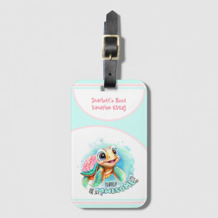 Cute Turtle Summer Vacation Personalised Girl  Luggage Tag
