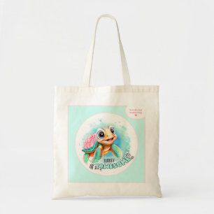 Cute Turtle Summer Vacation Personalized Girl  Tote Bag