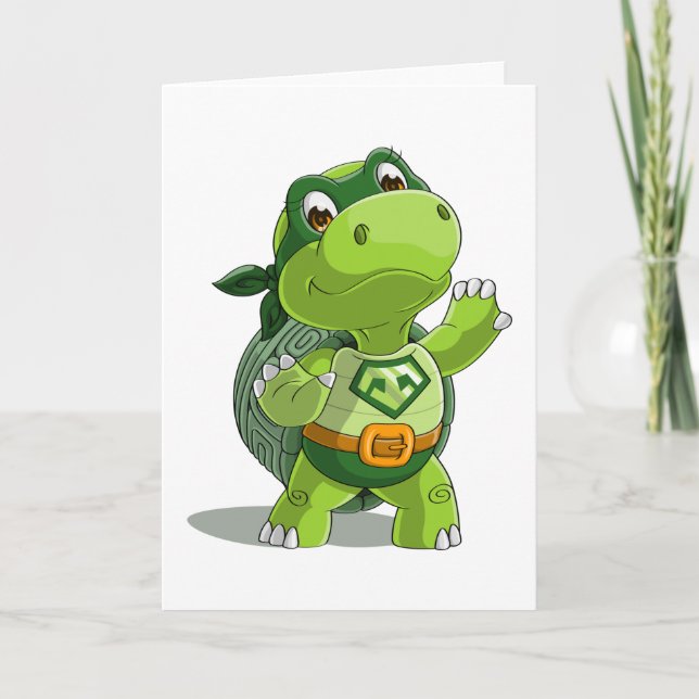 Cute turtle super hero card (Front)