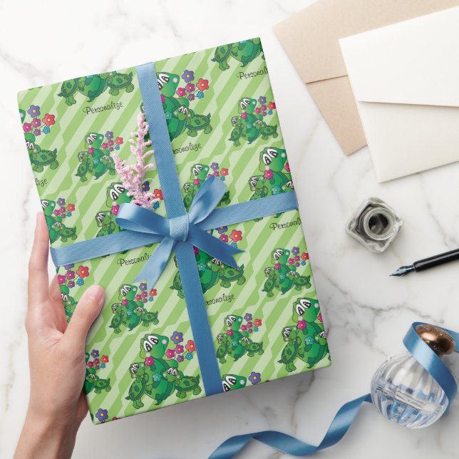 Cute Turtle Twin  Baby Shower Theme Wrapping Paper (Gifting)