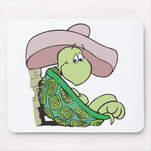 cute turtle wearing sombrero mouse pad (Front)