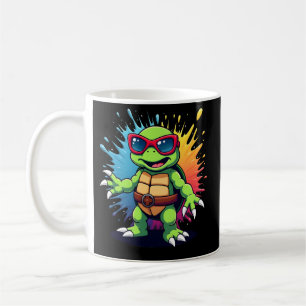 Cute Turtle Wearing Sunglasses Paint Splash Sea An Coffee Mug