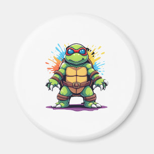 Cute Turtle Wearing Sunglasses Paint Splash Sea An Magnet