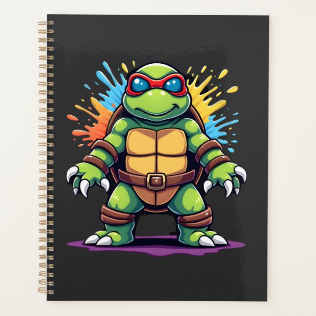 Cute Turtle Wearing Sunglasses Paint Splash Sea An Planner (Front)