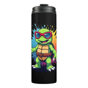 Cute Turtle Wearing Sunglasses Paint Splash Sea An Thermal Tumbler