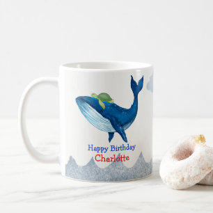 Cute turtle Whale racing  ocean Birthday party Coffee Mug
