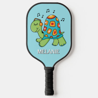 Cute Turtle with Music Notes Personalised  Pickleball Paddle