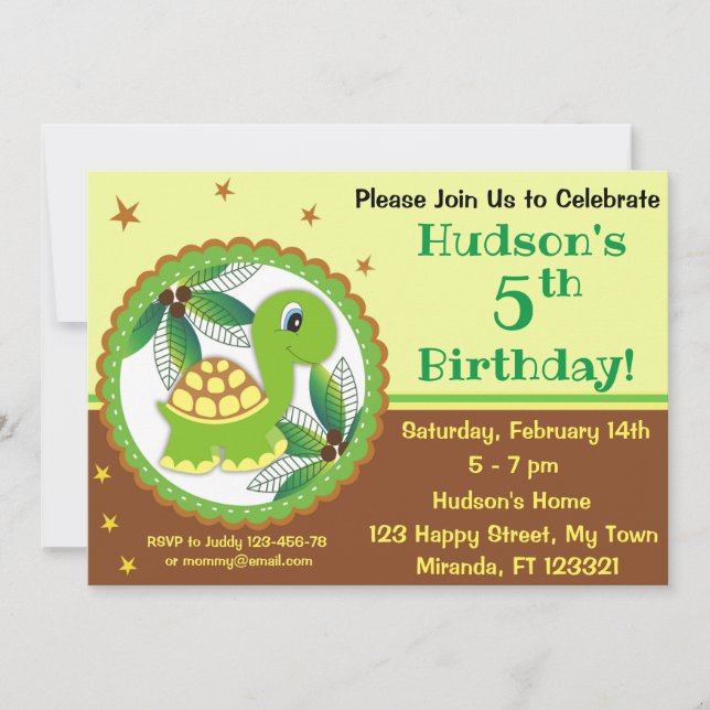 cute turtles birthday invitation (Front)