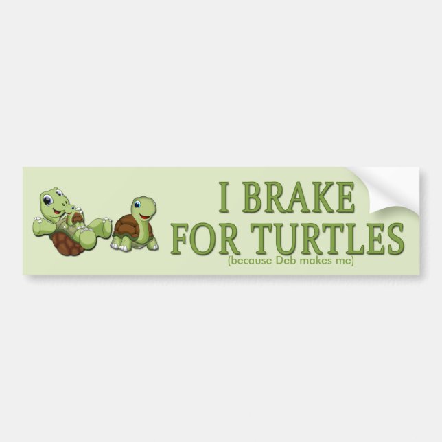 Cute Turtles - I Brake for Turtles Bumper Sticker (Front)