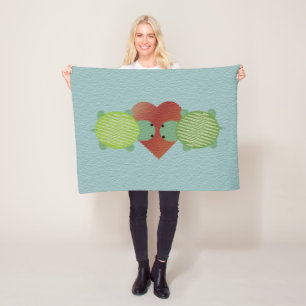 Cute Turtles in Love Fleece Blanket