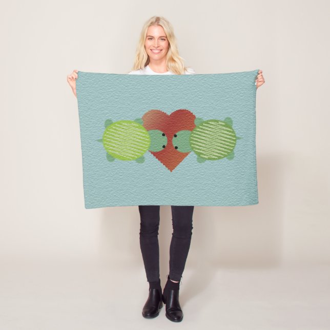 Cute Turtles in Love Fleece Blanket (In Situ)