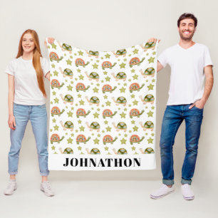 Cute Turtles Watercolor Pattern Fleece Blanket