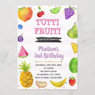 Cute tutti fruity party theme invitation