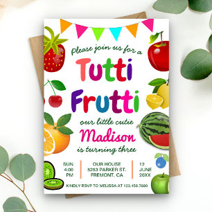 Cute Tutti Frutti Summer Birthday Party Invitation
