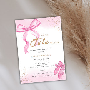 Cute TuTu Ballerina Shoes Bow Girl Baby Shower  Invitation
