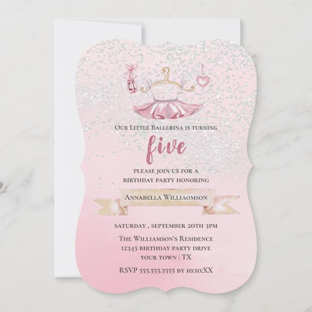 Cute Tutu &  Ballet Shoes birthday party Invitatio Invitation (Front)