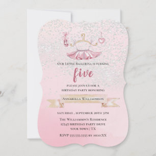 Cute Tutu &  Ballet Shoes birthday party Invitatio Invitation