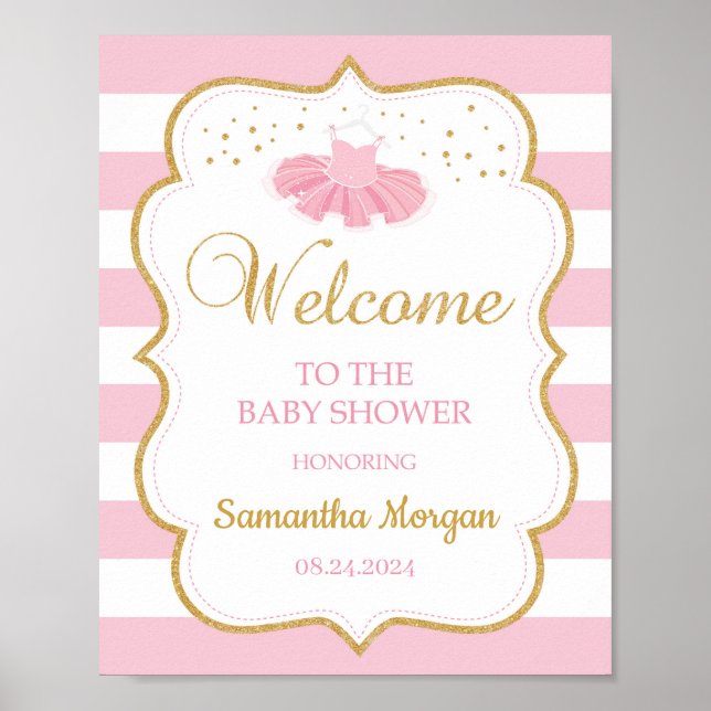 Cute Tutu dress baby shower welcome sign (Front)