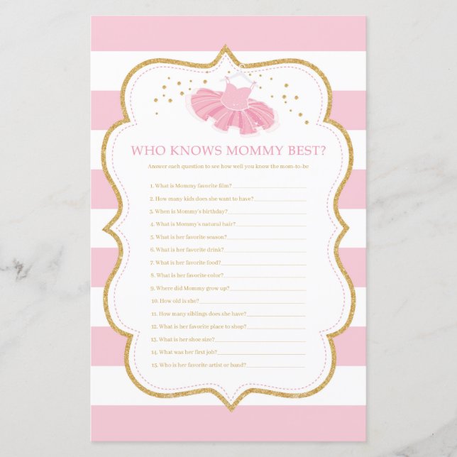 Cute tutu who knows mummy best baby shower (Front)