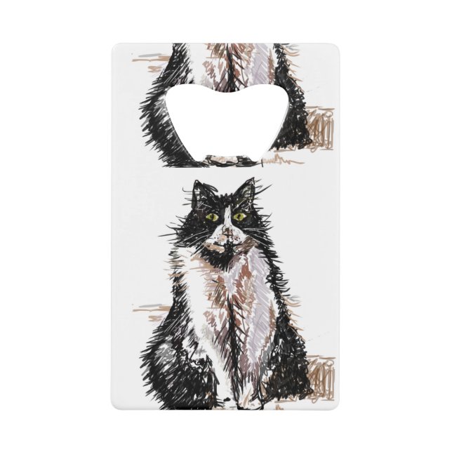 Cute Tuxedo Black White Cat Cats Art Design (Front)