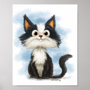 Cute Tuxedo Cat Cartoon Poster