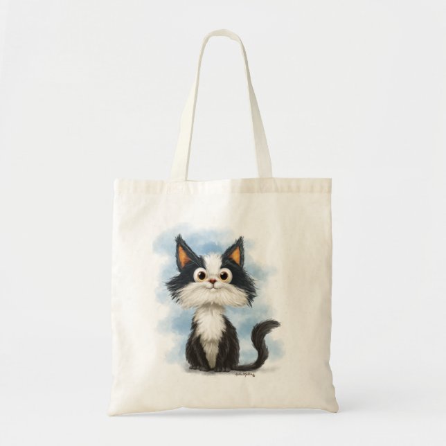Cute Tuxedo Cat Cartoon Tote Bag (Front)
