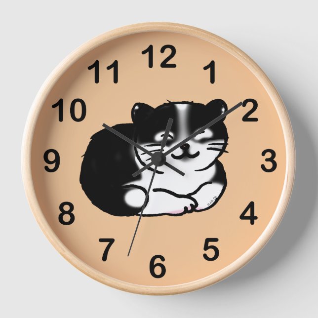 cute tuxedo cat clock (Front)