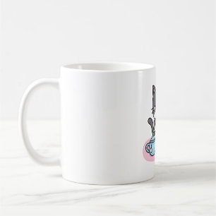 Cute Tuxedo Cat Enjoying Afternoon Tea Pastries An Coffee Mug