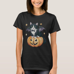 Cute Tuxedo Cat Halloween Pumpkin Cat Spooky Cat M T-Shirt