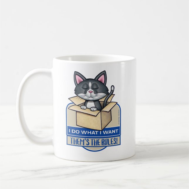 Cute Tuxedo Cat I Do What I Want Coffee Mug (Left)
