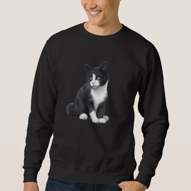 Cute Tuxedo Cat  Kitten Sweatshirt (Front)