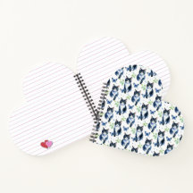 Cute Tuxedo Cat Motif Heart Shaped Spiral Notebook