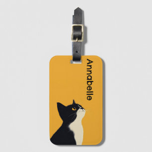 Cute Tuxedo Cat Personalise Luggage Tag