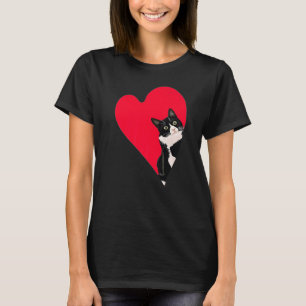 Cute Tuxedo Cat Valentine Heart For Kitten And Ani T-Shirt