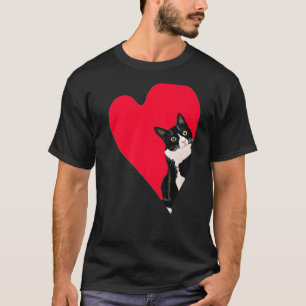 Cute Tuxedo Cat Valentine Heart For Kitten And Ani T-Shirt