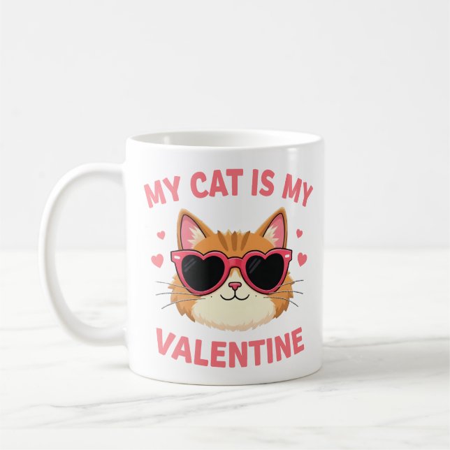 Cute Tuxedo Cat Valentine's Day Heart Cat Lover  Coffee Mug (Left)