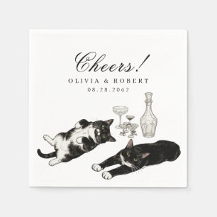 Cute Tuxedo Cats Vintage Cocktail Wedding Napkin