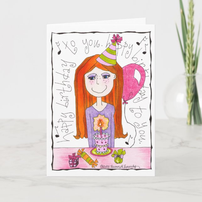 Cute Tween Girl Child Happy Birthday Card (Front)