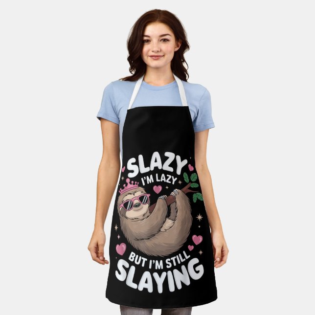 Cute Tween Girl Funny Animal Sloth Slay Meme Trend Apron (Worn)