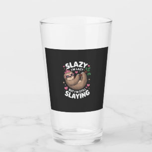 Cute Tween Girl Funny Animal Sloth Slay Meme Trend Glass